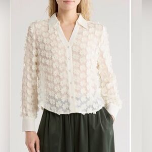 Adrianna Papell Cream Floral Blouse